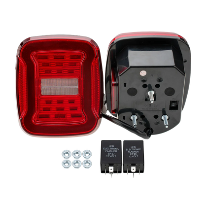 TJ YJ Taillights Replacement For Jeep Wrangler 1987-2006 LED Square Dynamic Amber Turn Signal/Tail Running/Brake/Backup Lights
