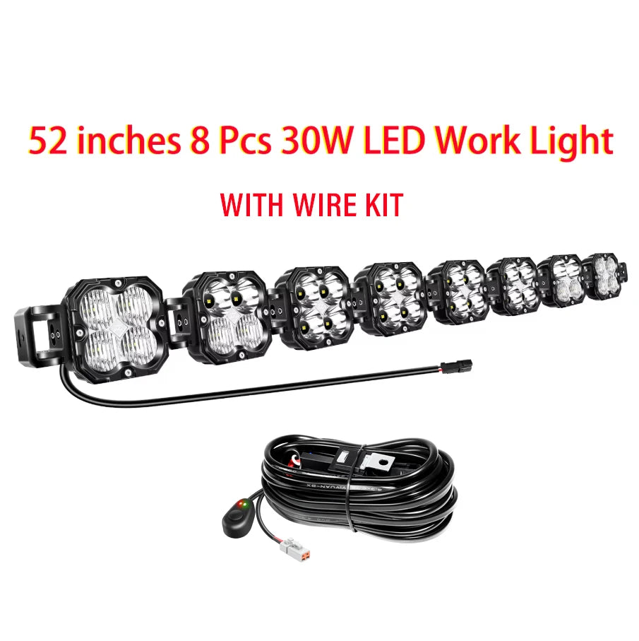 20-52 Inch 30W Cube LED Pod Light Spot Flood Combo Beam Work Lights,5500K Car Off-Road Driving Lamp for ATV,UTV,Truck,Motorcycle
