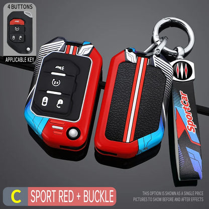 2/3/4 Buttons Racing Style Car Key Case Fob Cover for Jeep Wrangler Gladiator JL JLU Rubicon Sahara JLU JT 2018-2022 Accessories