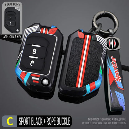 2/3/4 Buttons Racing Style Car Key Case Fob Cover for Jeep Wrangler Gladiator JL JLU Rubicon Sahara JLU JT 2018-2022 Accessories