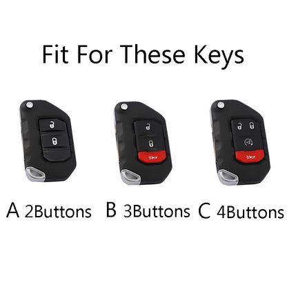 2 3 4 Buttons Car Key Case Cover For Jeep Wrangler JL TJ Gladiator JT 2018 2019 Remote Keyless Shell Holder Accessories Keychain