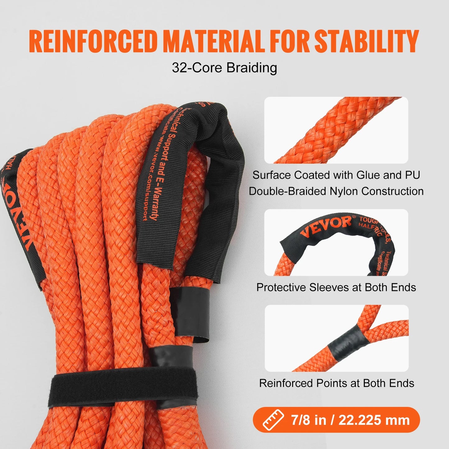 SucceBuy 20/30ft Car Towing Rope Off Road Snatch Tow Strap Rescue Recovery Resistant Which Rope for Jeep Car Truck ATV Tractor
