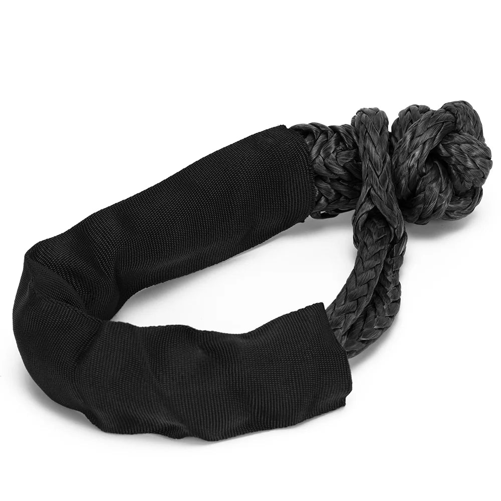 55000lbs Winch Rope Synthetic Soft Shackle or Recovery Ring Set Rugged Shackles W/ Protective Sleeve for Truck Vehicle Recovery