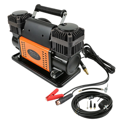 Hikity 1080W Tire Inflator Compressor 300L/min. 2 Adapters Dual Cylinder Air Pump 150PSI Portable High-Pressure Air Pump For Car Trucks