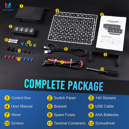 MICTUNING Wireless 6 Gang Switch Panel, with 2 Light Memory Function, 80A Circuit Control Relay Switch Box for 12V Truck SUV UTV
