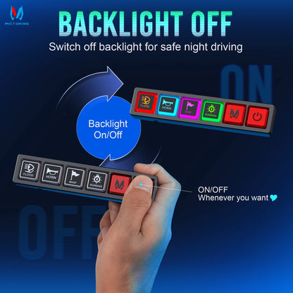 MICTUNING P4 Neon Switch Panel,Color-Coded Backlit Silicone Buttons,Universal Relay Control System Box For Car Pickup Truck UTV