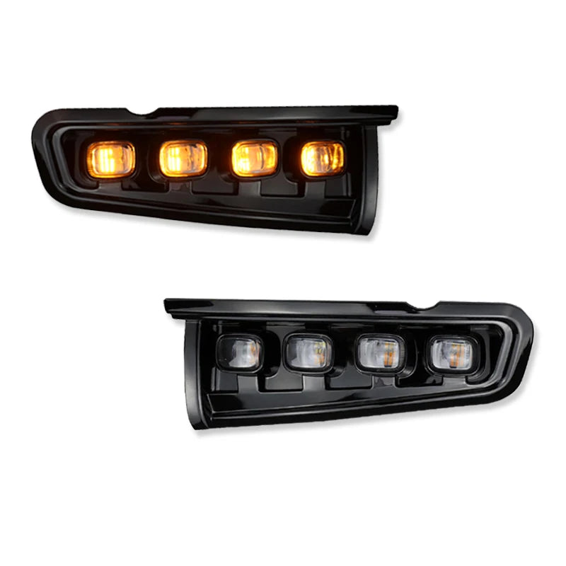 For Ford Bronco Front Bumper Reflector Replacement LED Assembly White DRL Fog Lights Dynamic Amber Turn Signal Lights 21-24