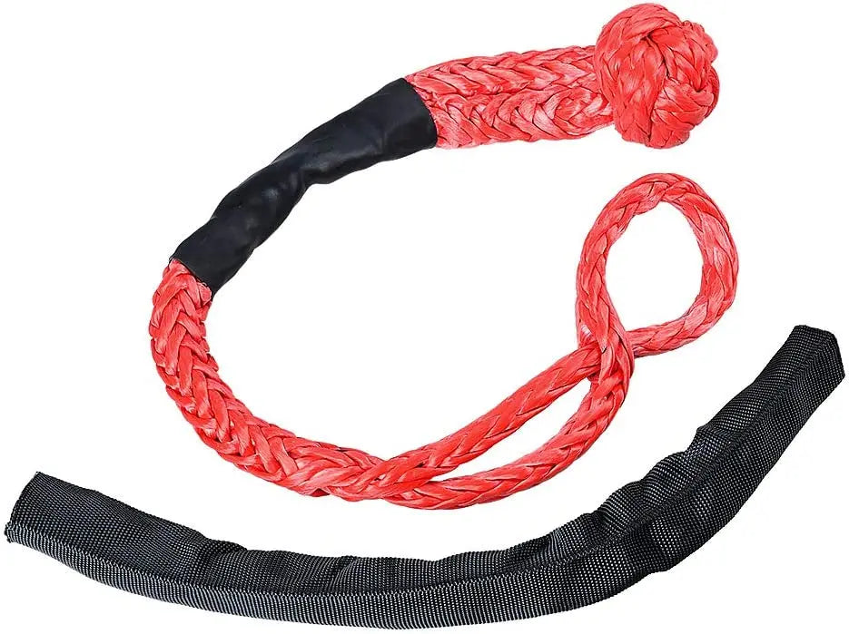 55000lbs Winch Rope Synthetic Soft Shackle or Recovery Ring Set Rugged Shackles W/ Protective Sleeve for Truck Vehicle Recovery