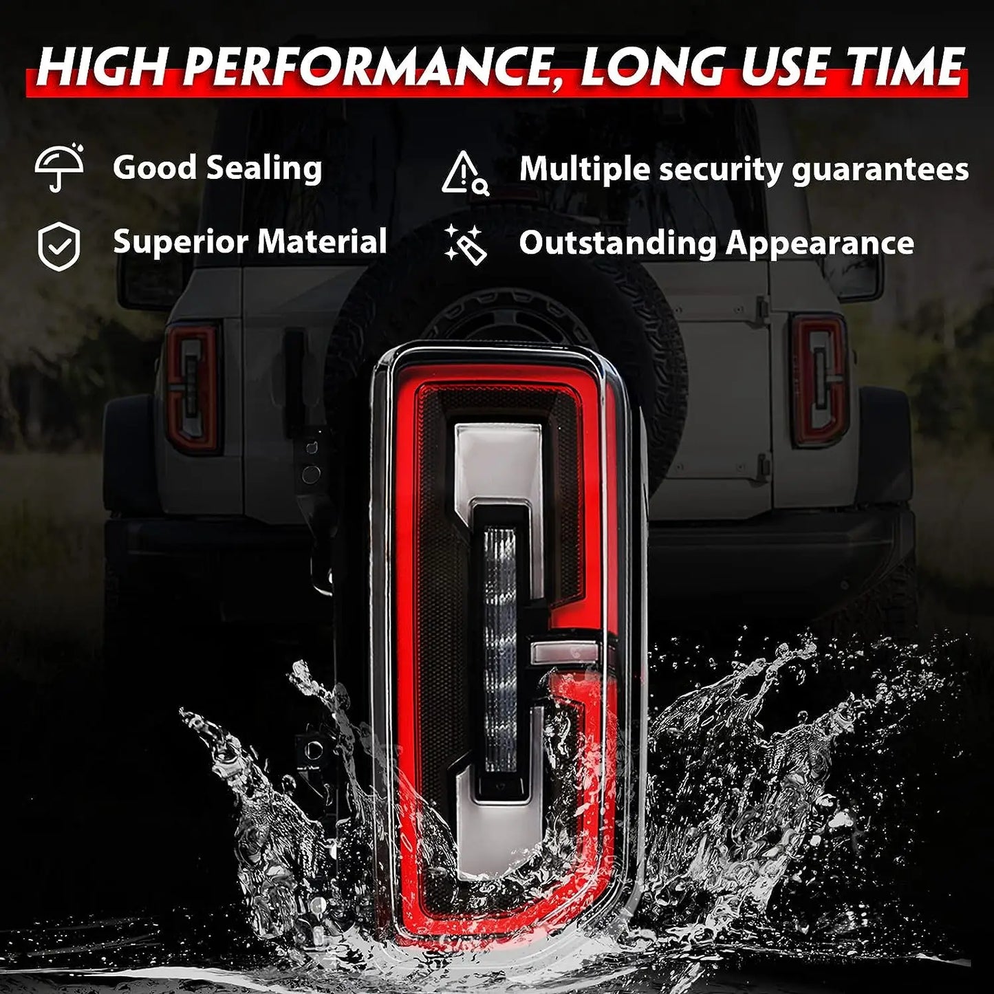 LED Tail Light For Ford Bronco 2021-2023  Rear Running Lamp  Brake   Reverse Dynamic Turn Signal