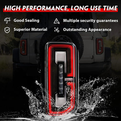 LED Tail Light For Ford Bronco 2021-2023  Rear Running Lamp  Brake   Reverse Dynamic Turn Signal