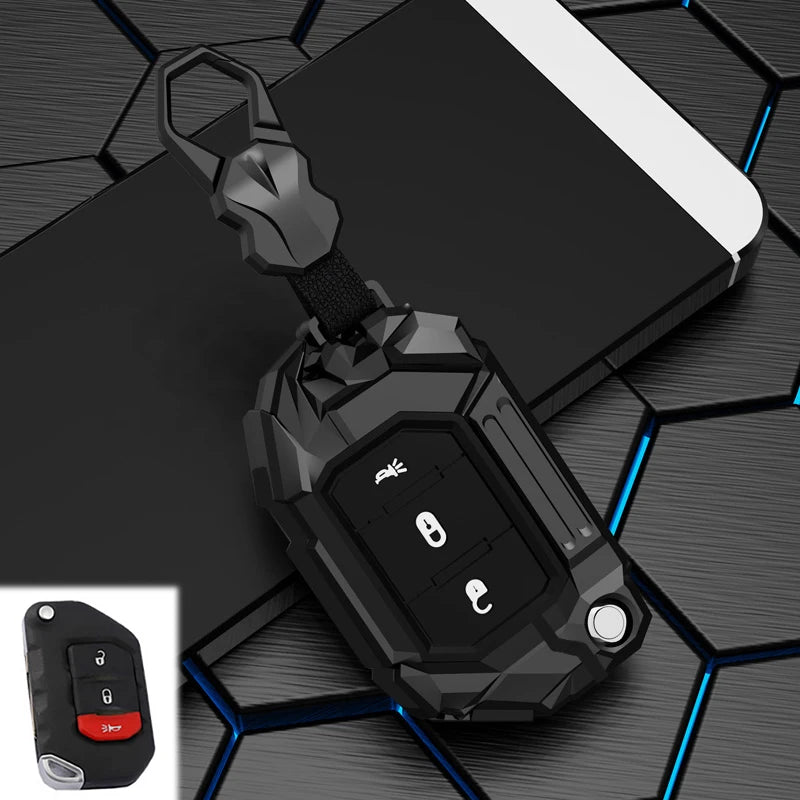2 3 4 Buttons Car Key Case Cover For Jeep Wrangler JL TJ Gladiator JT 2018 2019 Remote Keyless Shell Holder Accessories Keychain