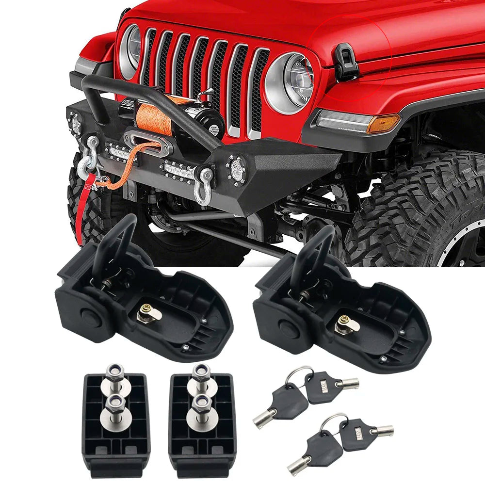 1 Set Engine Hood Latch Lock Catches Kits for Jeep Wrangler JK 2007-2017 Wrangler JL Unlimited 2018-Later Metal Car Accessories