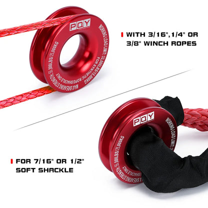 55000lbs Winch Rope Synthetic Soft Shackle or Recovery Ring Set Rugged Shackles W/ Protective Sleeve for Truck Vehicle Recovery