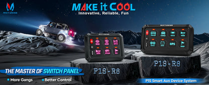 MICTUNING P1S-R 6/8 Gang Switch Panel RGB Colors Adjustable Brightness Switch Momentary Circuit Control Relay System Box For SUV