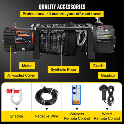 VEVOR ElectricWinch,12v13500lbs24MSyntheticRopewithRemoteControlfor4X4CarTrailerATVTruckOffRoadBoat