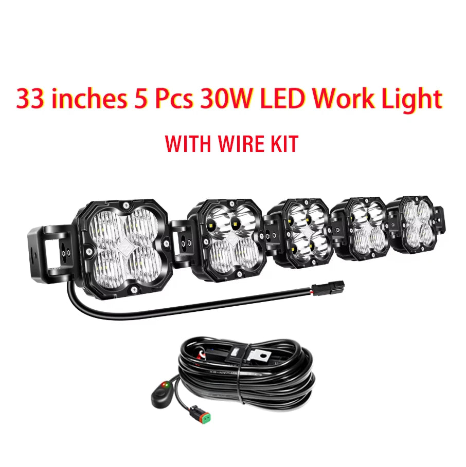 20-52 Inch 30W Cube LED Pod Light Spot Flood Combo Beam Work Lights,5500K Car Off-Road Driving Lamp for ATV,UTV,Truck,Motorcycle