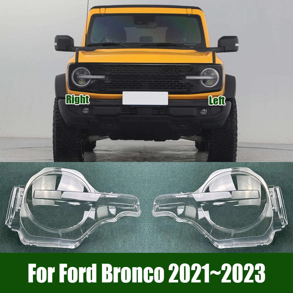 For Ford Bronco 2021~2023 Headlight Cover Transparent Headlamp Shell Lamp Shade Lens Replace Original Lampshade Plexiglass