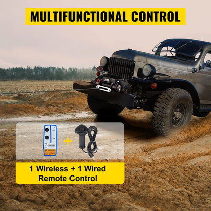 VEVOR 13500 LBS 12V Electric Winch Synthetic Tow Rope Winch 24M/92FT Lifting Hoist for 4X4 Car Trailer ATV Truck Off Road Boat