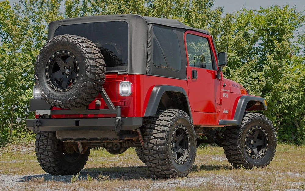 TJ YJ Taillights Replacement For Jeep Wrangler 1987-2006 LED Square Dynamic Amber Turn Signal/Tail Running/Brake/Backup Lights