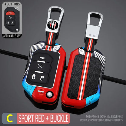 2/3/4 Buttons Racing Style Car Key Case Fob Cover for Jeep Wrangler Gladiator JL JLU Rubicon Sahara JLU JT 2018-2022 Accessories