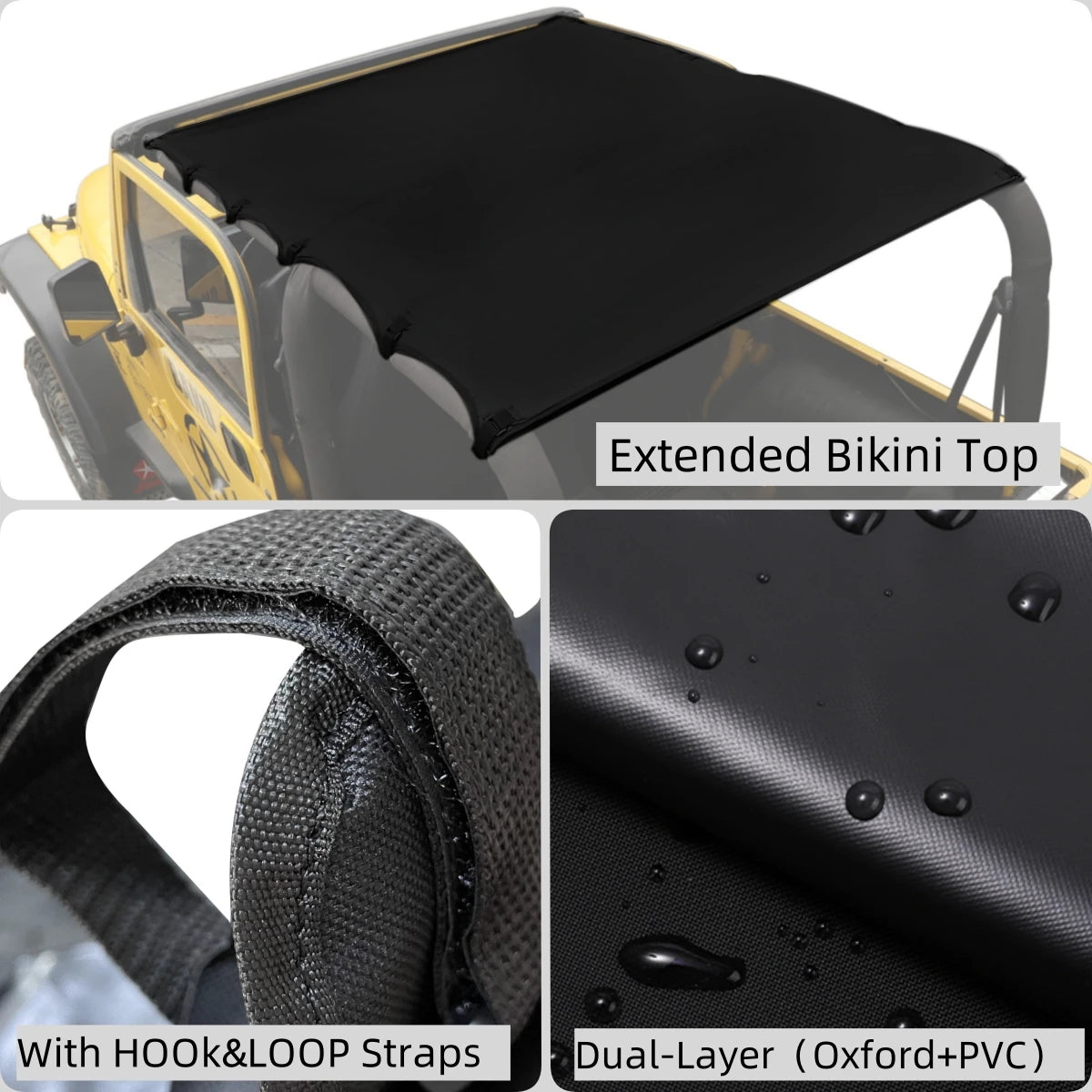Soft Roof Top Cover Car Extented Bikini Top for Jeep Wrangler TJ 1997-2006 Car Sunshade Anti UV Insulation Exterior Accessories