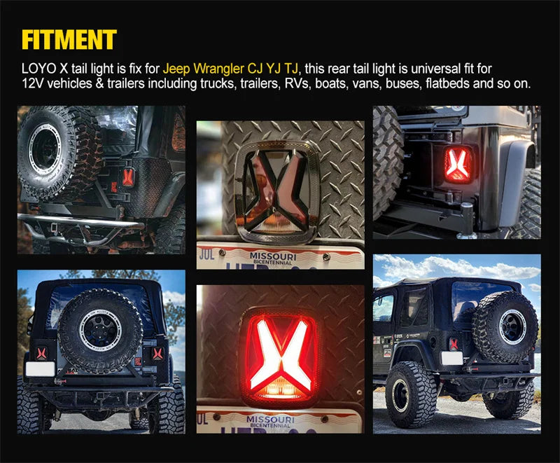 DOT E-mark Approved Car Light Assembly Led Tail Lamp For Jeep Wrangler CJ TJ YJ Smoked Brake Reverse light Daytime Running Light
