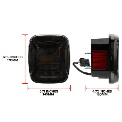TJ YJ Taillights Replacement For Jeep Wrangler 1987-2006 LED Square Dynamic Amber Turn Signal/Tail Running/Brake/Backup Lights