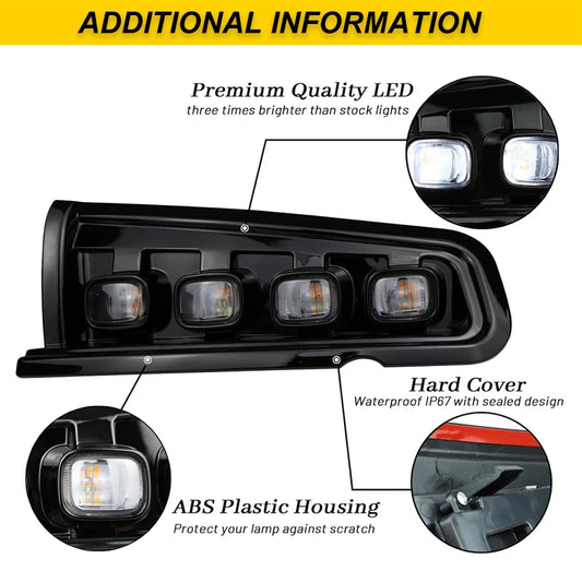 For Ford Bronco Front Bumper Reflector Replacement LED Assembly White DRL Fog Lights Dynamic Amber Turn Signal Lights 21-24