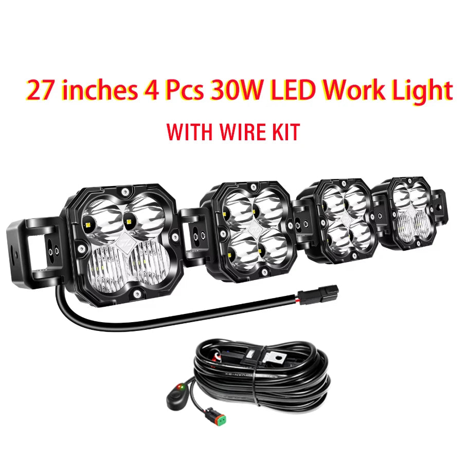 20-52 Inch 30W Cube LED Pod Light Spot Flood Combo Beam Work Lights,5500K Car Off-Road Driving Lamp for ATV,UTV,Truck,Motorcycle