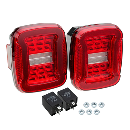 TJ YJ Taillights Replacement For Jeep Wrangler 1987-2006 LED Square Dynamic Amber Turn Signal/Tail Running/Brake/Backup Lights