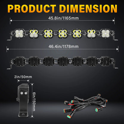 20-52 Inch 30W Cube LED Pod Light Spot Flood Combo Beam Work Lights,5500K Car Off-Road Driving Lamp for ATV,UTV,Truck,Motorcycle