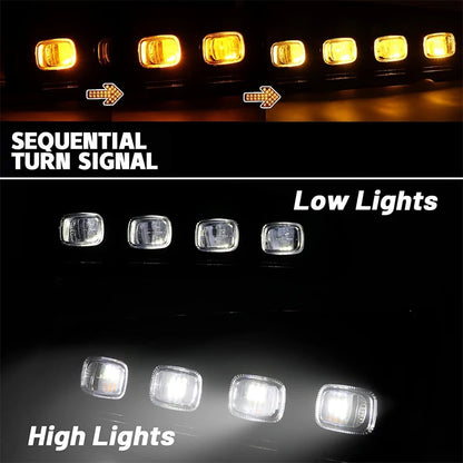 For Ford Bronco Front Bumper Reflector Replacement LED Assembly White DRL Fog Lights Dynamic Amber Turn Signal Lights 21-24