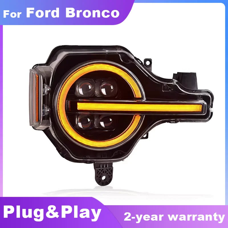 For Ford Bronco FULL LED Headlights 2020-2024 LED Projetor Lens head Lamp Daytime Running Light Dynamic Turn Signal Front Lamps