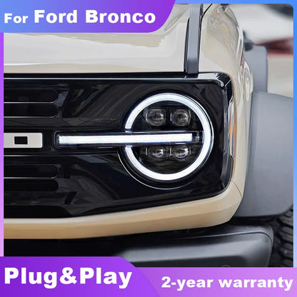 For Ford Bronco FULL LED Headlights 2020-2024 LED Projetor Lens head Lamp Daytime Running Light Dynamic Turn Signal Front Lamps