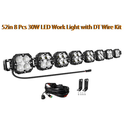 52 Inch 8Pcs 30W Cube LED Pod Light Spot Flood Combo Beam Work Lights,5500K Off-Road Driving Lamp for ATV,UTV,Truck,Motorcycle