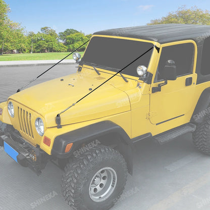 SHINEKA Car Hood Obstacle Eliminate Rope Branch Brush Line Limb Riser Kit for Jeep Wrangler TJ 1997-2006 Accessories