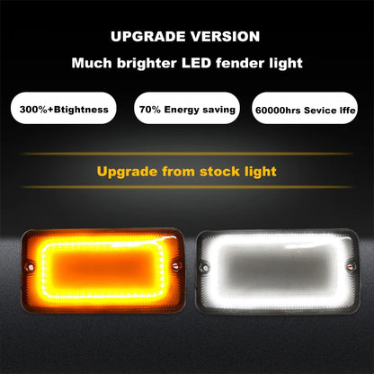 iJDM Car LED Signal Light For Jeep Wrangler TJ 1997-2006 Front Bumper Parking Lamp & Front Fender Side Marker Lamps Black Shell
