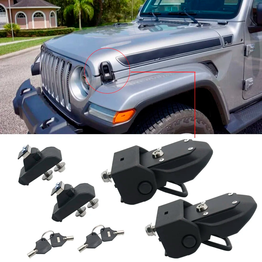 1 Set Engine Hood Latch Lock Catches Kits for Jeep Wrangler JK 2007-2017 Wrangler JL Unlimited 2018-Later Metal Car Accessories