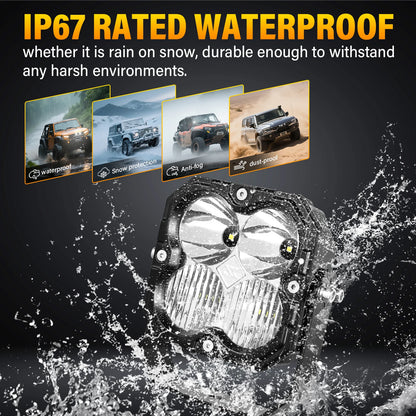 20-52 Inch 30W Cube LED Pod Light Spot Flood Combo Beam Work Lights,5500K Car Off-Road Driving Lamp for ATV,UTV,Truck,Motorcycle