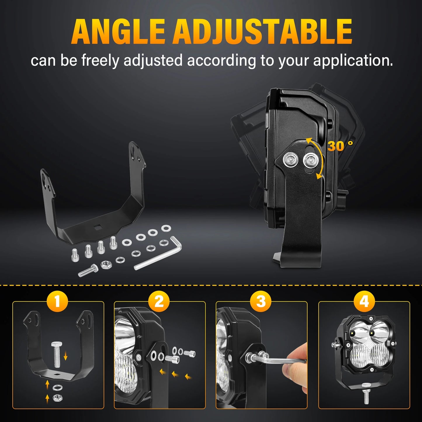 52 Inch 8Pcs 30W Cube LED Pod Light Spot Flood Combo Beam Work Lights,5500K Off-Road Driving Lamp for ATV,UTV,Truck,Motorcycle