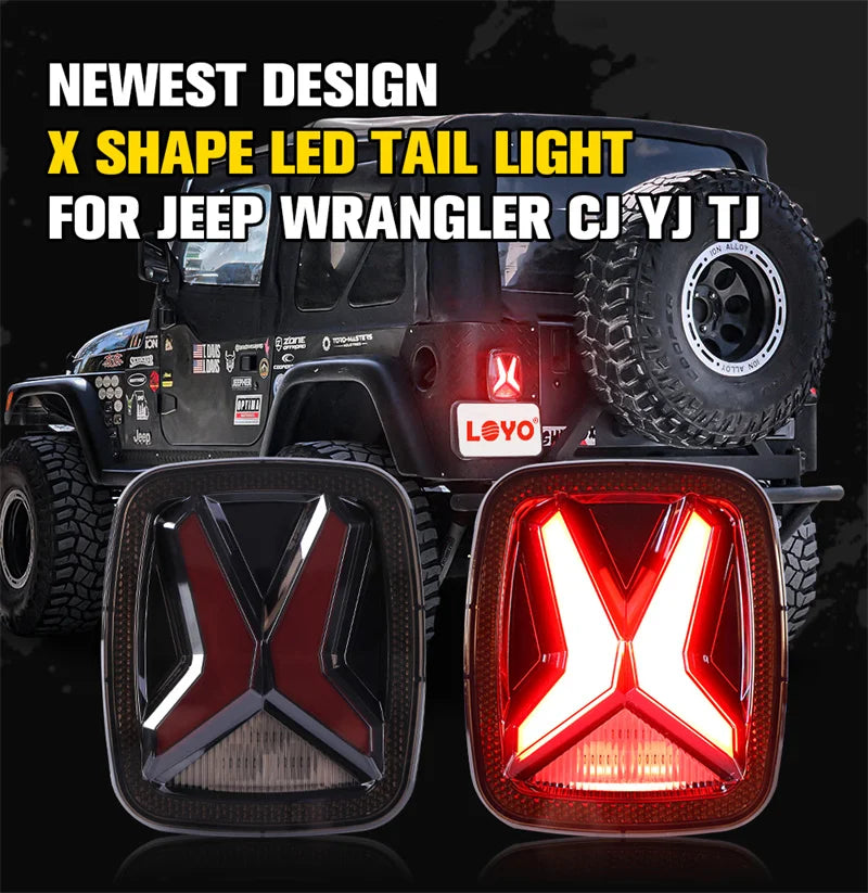 DOT E-mark Approved Car Light Assembly Led Tail Lamp For Jeep Wrangler CJ TJ YJ Smoked Brake Reverse light Daytime Running Light
