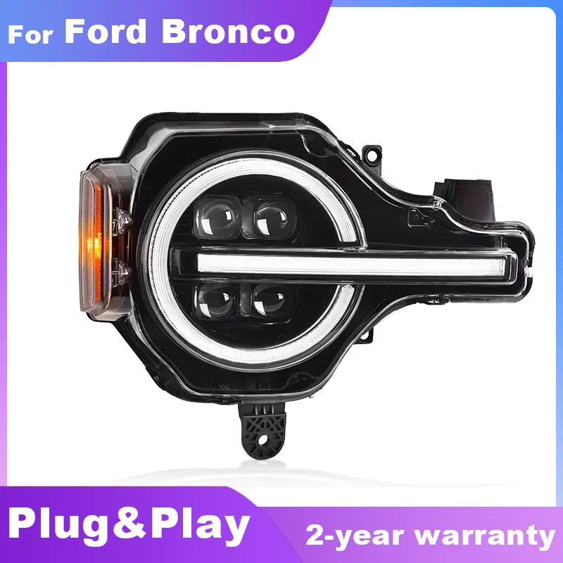 For Ford Bronco FULL LED Headlights 2020-2024 LED Projetor Lens head Lamp Daytime Running Light Dynamic Turn Signal Front Lamps