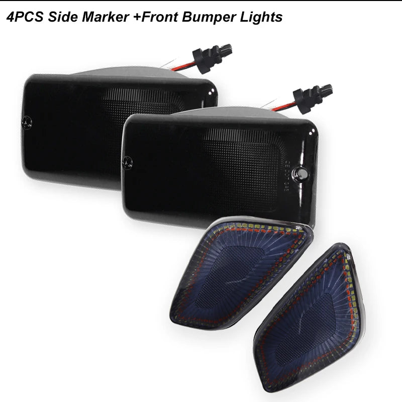 iJDM Car LED Signal Light For Jeep Wrangler TJ 1997-2006 Front Bumper Parking Lamp & Front Fender Side Marker Lamps Black Shell