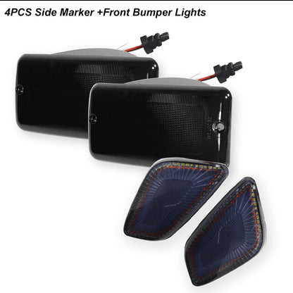 iJDM Car LED Signal Light For Jeep Wrangler TJ 1997-2006 Front Bumper Parking Lamp & Front Fender Side Marker Lamps Black Shell