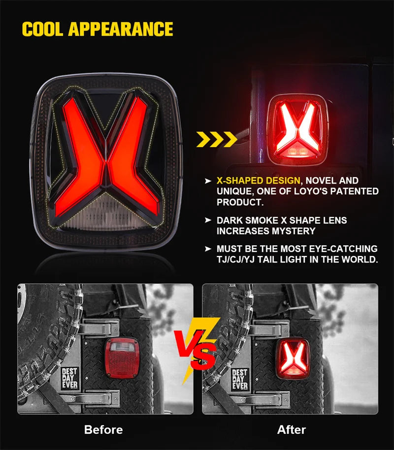 DOT E-mark Approved Car Light Assembly Led Tail Lamp For Jeep Wrangler CJ TJ YJ Smoked Brake Reverse light Daytime Running Light