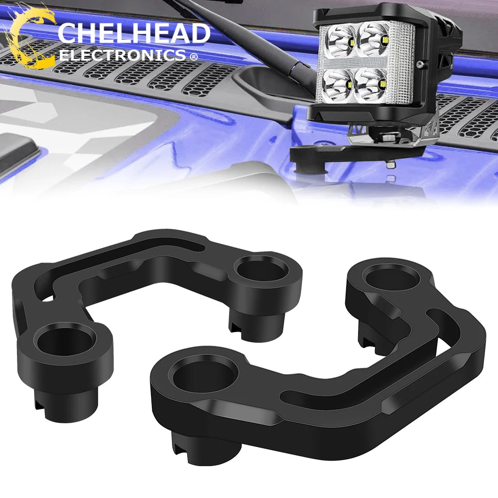 Hood Auxiliary Lights Mount Brackets A-Pillar Pods Led Work Light Holder for Jeep Wrangler JL/JLU 2018+ Gladiator JT 2020-2026