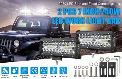 NAOEVO 4 Inch 2Pcs LED Pod Lights Spot Flood Combo LED Fog Driving 4x4 Off Road Lights Work Lights for Truck Boat ATV UTV Jeep