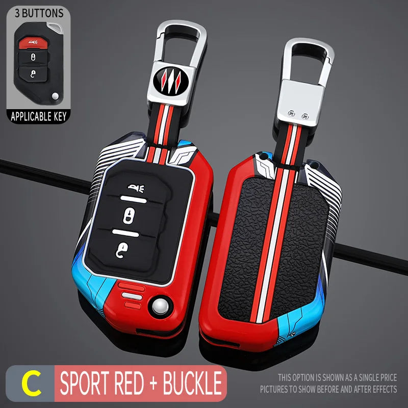 2/3/4 Buttons Racing Style Car Key Case Fob Cover for Jeep Wrangler Gladiator JL JLU Rubicon Sahara JLU JT 2018-2022 Accessories