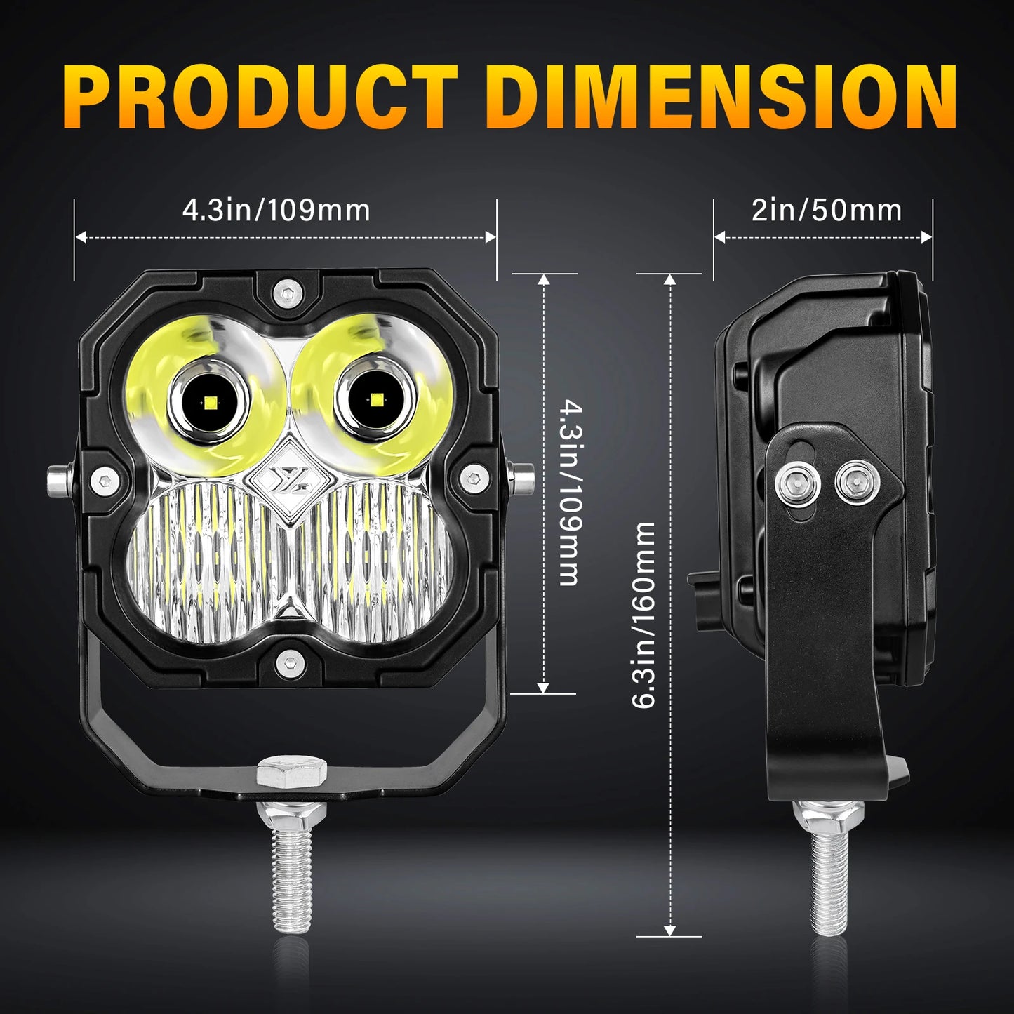 52 Inch 8Pcs 30W Cube LED Pod Light Spot Flood Combo Beam Work Lights,5500K Off-Road Driving Lamp for ATV,UTV,Truck,Motorcycle