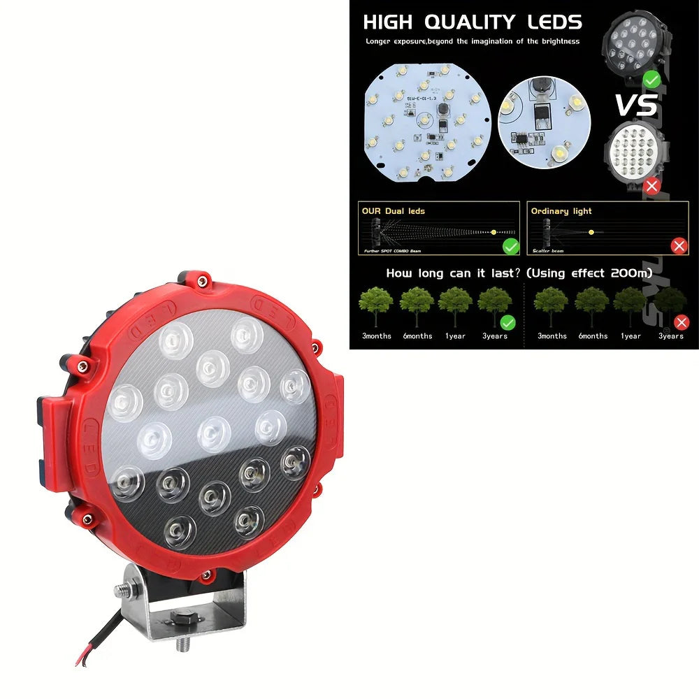 12V 51W Bright LED Light Off Road 4x4 Spotlight Car Headlight Work Spot Lamp